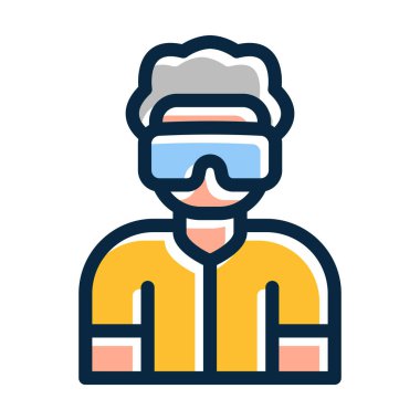 Kişisel ve Ticari Kullanım İçin Koyu Renk Simgeleri Doldurulmuş Sanal Gerçeklik Vektörü Kalın Çizgisi