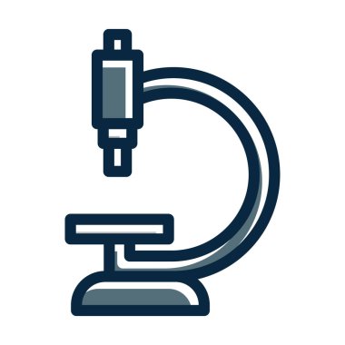 Kişisel ve Ticari Kullanım İçin Koyu Renk Simgeleri Doldurulmuş Mikroskop Vektör Kalın Çizgisi