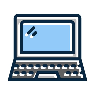 Kişisel ve ticari kullanım için Koyu Renk Simgeleri Doldurulmuş Laptop Vektör Kalın Çizgisi