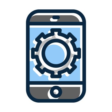 Kişisel ve Ticari Kullanım İçin Koyu Renk Simgelerini Doldurulmuş Dişli Vites Çizgisi