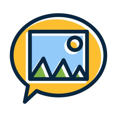 Kişisel ve Ticari Kullanım İçin Koyu Renk Simgeleri Doldurulmuş Resim Vektörü Kalın Çizgisi