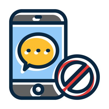 Engellenmiş Vektör Kalın Çizgisi Kişisel ve Ticari Kullanım İçin Koyu Renkler Simgeleri Dolduruldu