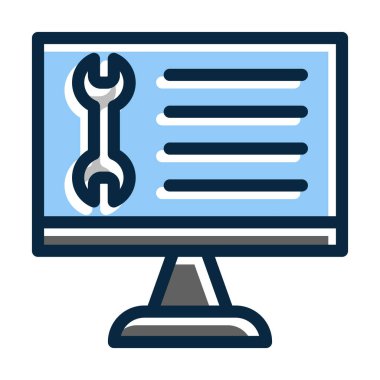 Kişisel ve Ticari Kullanım İçin Koyu Renk Simgelerini Doldurulmuş Teknoloji Vektörü Kalın Çizgisi