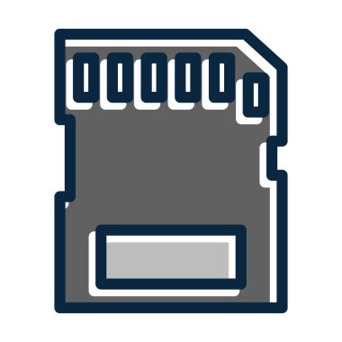 Kişisel ve Ticari Kullanım İçin Koyu Renk Simgelerini Doldurulmuş Bellek Kartı Kalın Çizgisi