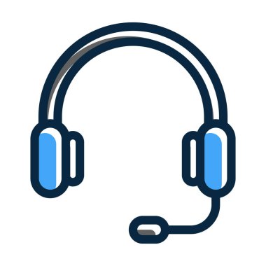 Kişisel ve ticari kullanım için Koyu Renk Simgeleri Doldurulmuş Kulaklık Vektör Kalın Çizgisi