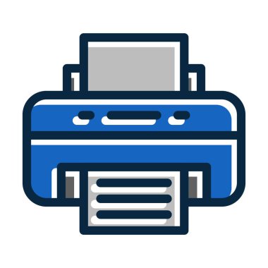 Kişisel ve Ticari Kullanım İçin Koyu Renk Simgeleri Doldurulmuş Yazıcı Vektör Kalın Çizgisi