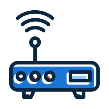 Yönlendirici Aygıt Kalın Çizgi Koyu Renk Simgeleri Kişisel ve Ticari Kullanım İçin Dolduruldu