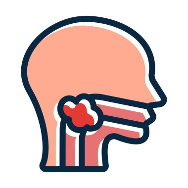 Gırtlak Kanser Vektörü Kalın Çizgisi Kişisel ve Ticari Kullanım İçin Koyu Renk Simgeleri Dolduruldu