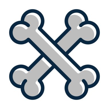 Kişisel ve ticari kullanım için Koyu Renk Simgeleri Doldurulmuş Kemik Vektörü Kalın Çizgisi