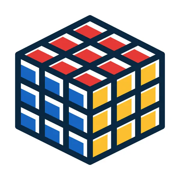 Rubik Vektör Kalın Çizgisi Kişisel ve Ticari Kullanım İçin Koyu Renk Simgeleri Dolduruldu