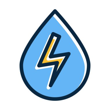 Kişisel ve ticari kullanım için Koyu Renk Simgeleri Doldurulmuş Hidroelektrik Vektör Kalın Çizgisi