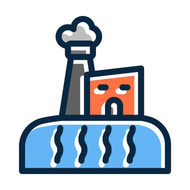 Kişisel ve Ticari Kullanım İçin Koyu Renk Simgelerini Doldurulmuş Jeotermal Enerji Vektör Çizgisi