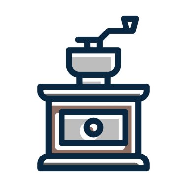 Kahve Öğütücü Kalın Çizgisi Kişisel ve Ticari Kullanım İçin Koyu Renk Simgeleri Dolduruldu