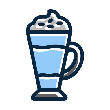 Latte Macchiato Kalın Çizgi Koyu Renk Simgeleri Kişisel ve Ticari Kullanım İçin Dolduruldu