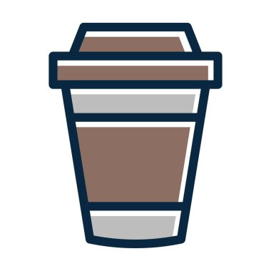 Kağıt Kupa Vektör Kalın Çizgisi Kişisel ve Ticari Kullanım İçin Koyu Renk Simgeleri Dolduruldu