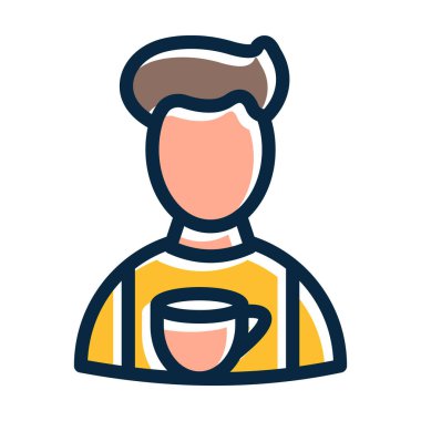 Barista Vektör Kalın Çizgisi Kişisel ve Ticari Kullanım İçin Koyu Renk Simgeleri Dolduruldu