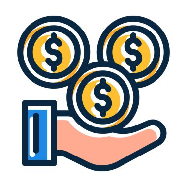 Kişisel ve Ticari Kullanım İçin Koyu Renk Simgeleri Doldurulmuş Maaş Vektörü Kalın Çizgisi