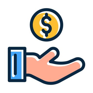 Değer Vektörü Kalın Çizgisi Kişisel ve Ticari Kullanım İçin Koyu Renk Simgeleri Dolduruldu