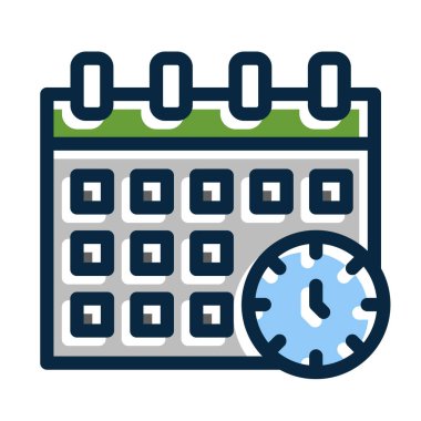 Kişisel ve Ticari Kullanım İçin Koyu Renk Simgelerini Doldurulmuş Vektör Kalın Çizgisi Zamanlaması