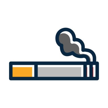 Sigara İçen Vektör Kalın Çizgisi Kişisel ve Ticari Kullanım İçin Koyu Renk Simgeleri Dolduruldu