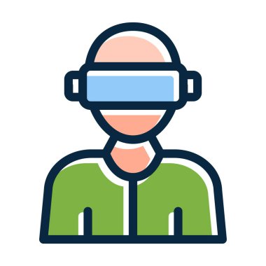 Kişisel ve Ticari Kullanım İçin Koyu Renk Simgeleri Doldurulmuş Sanal Gerçeklik Vektörü Kalın Çizgisi