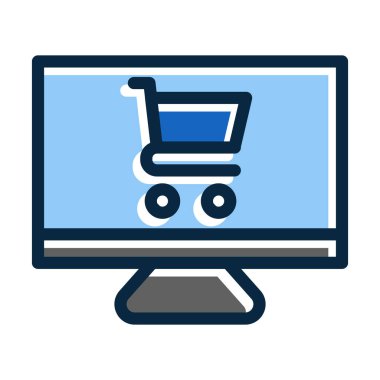 Çevrimiçi Dükkan Vektörü Kalın Çizgisi Kişisel ve Ticari Kullanım İçin Koyu Renk Simgeleri Dolduruldu