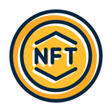 Kişisel ve ticari kullanım için Koyu Renk Simgeleri Doldurulmuş NFT Vektör Kalın Çizgisi