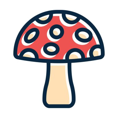 Kişisel ve Ticari Kullanım İçin Koyu Renk Simgeleri Doldurulmuş Mantar Vektörü Kalın Çizgisi