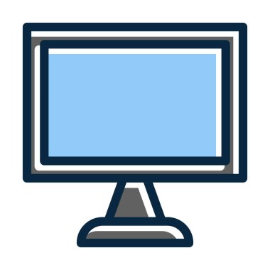 Kişisel ve Ticari Kullanım İçin Koyu Renk Simgeleri Doldurulmuş Ekran Vektörü Kalın Çizgisi