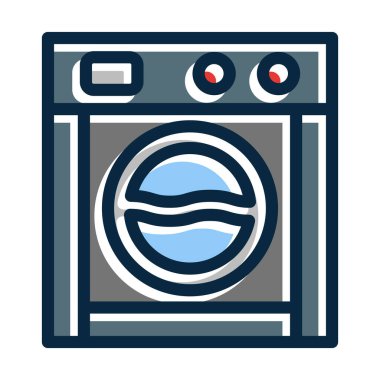 Kişisel ve ticari kullanım için Koyu Renk Simgeleri Doldurulmuş Çamaşır Makinesi Kalın Çizgisi