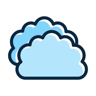 Bulut Vektörü Kalın Çizgisi Kişisel ve Ticari Kullanım İçin Koyu Renk Simgeleri Dolduruldu