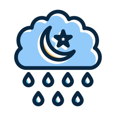 Gece Yağmuru Kalın Çizgisi Kişisel ve Ticari Kullanım İçin Koyu Renk Simgeleri Dolduruldu