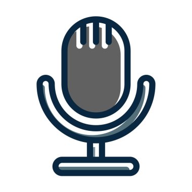 Kişisel ve Ticari Kullanım İçin Koyu Renk Simgeleri Doldurulmuş Mikrofon Vektör Kalın Çizgisi