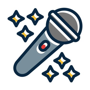 Kişisel ve Ticari Kullanım İçin Koyu Renk Simgeleri Doldurulmuş Karaoke Vektör Kalın Çizgisi