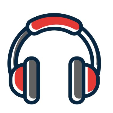 Kulaklık Kalın Çizgisi Kişisel ve Ticari Kullanım İçin Koyu Renk Simgeleri Dolduruldu