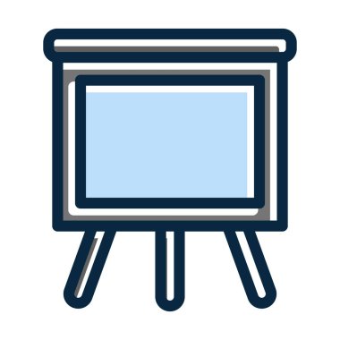 Kişisel ve Ticari Kullanım İçin Koyu Renk Simgelerini Doldurulmuş Projektör Ekran Kalın Çizgisi