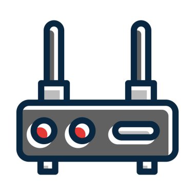 Kişisel ve Ticari Kullanım İçin Koyu Renk Simgelerini Doldurulmuş Modem Vektör Kalın Çizgisi