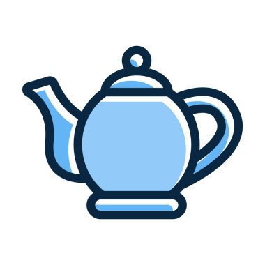 Çaydanlık Vektörü Kalın Çizgisi Kişisel ve Ticari Kullanım İçin Koyu Renk Simgeleri Dolduruldu