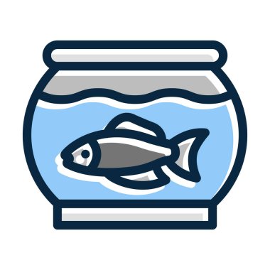 Kişisel ve ticari kullanım için Koyu Renk Simgeleri Doldurulmuş Akvaryum Vektör Kalın Çizgisi