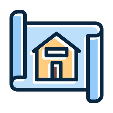 Kişisel ve Ticari Kullanım İçin Koyu Renk Simgelerini Doldurulmuş Mavi Renk Kalın Çizgisi