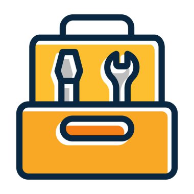 Kişisel ve Ticari Kullanım İçin Koyu Renk Simgelerini Doldurulmuş Araç Kutusu Kalın Çizgisi