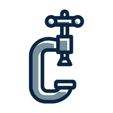 Klemp Vektör Kalın Çizgisi Kişisel ve Ticari Kullanım İçin Koyu Renk Simgeleri Dolduruldu