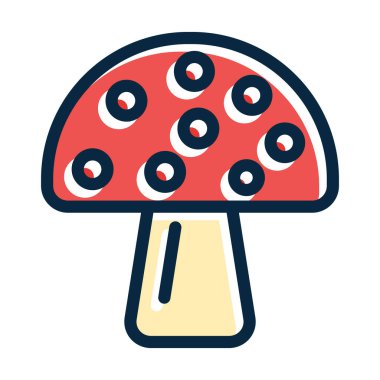 Kişisel ve Ticari Kullanım İçin Koyu Renk Simgeleri Doldurulmuş Mantar Vektörü Kalın Çizgisi