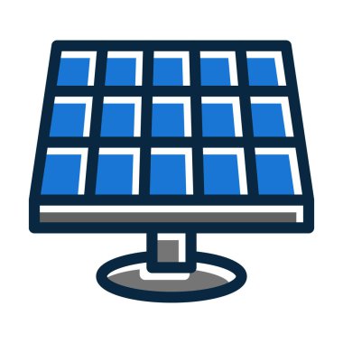 Güneş Paneli Kalın Çizgisi Kişisel ve Ticari Kullanım İçin Koyu Renk Simgeleri Dolduruldu