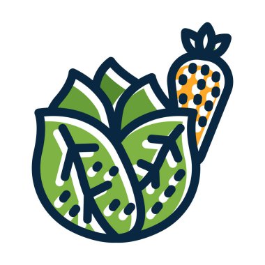 Kişisel ve ticari kullanım için Koyu Renk Simgeleri Doldurulmuş Sebze Vektörü Kalın Çizgisi