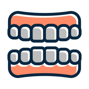 Takma diş Vektörü Kalın Çizgisi Kişisel ve Ticari Kullanım İçin Koyu Renk Simgeleri Dolduruldu