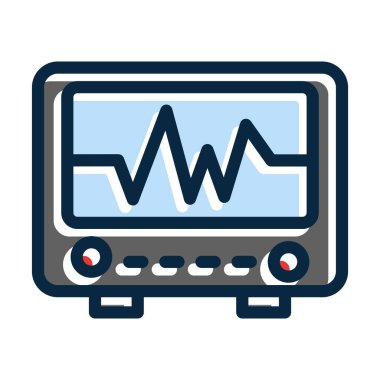 Kişisel ve Ticari Kullanım İçin Koyu Renk Simgeleri Doldurulmuş Elektrokardiyogram Vektör Kalın Çizgisi