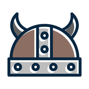 Viking Miğfer Kalın Çizgisi Kişisel ve Ticari Kullanım İçin Koyu Renk Simgeleri Dolduruldu