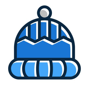 Kişisel ve ticari kullanım için Koyu Renk Simgeleri Doldurulmuş Beanie Vector Kalın Çizgisi