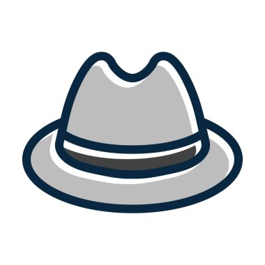 Fedora Şapka Vektör Kalın Çizgisi Kişisel ve Ticari Kullanım İçin Koyu Renk Simgeleri Dolduruldu